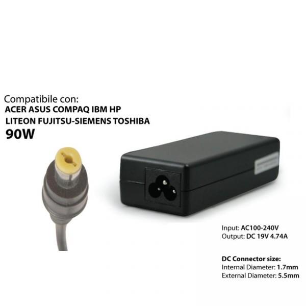 TECNOSHOP Alimentatore universale Hantol per PC portatili Acer, Asus, Fujitsu, IBM e TOS
